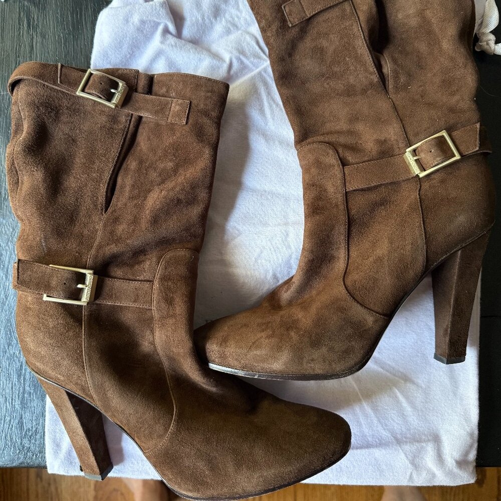 Brown Suede Jimmy Choo boots, sz 9 EUC